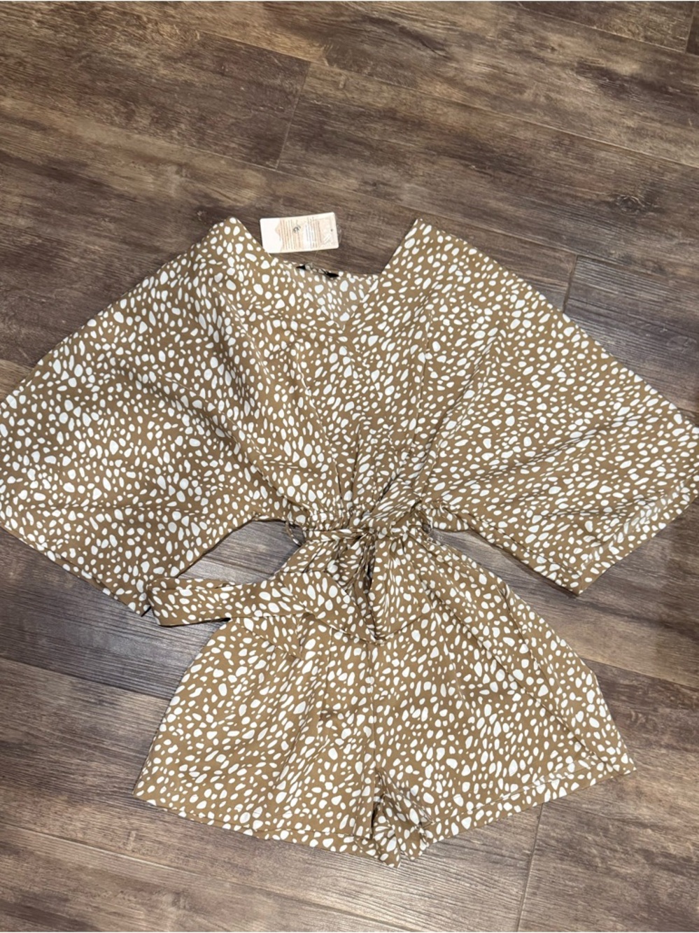 NWT Neutral Dot Tie-Waist Romper
